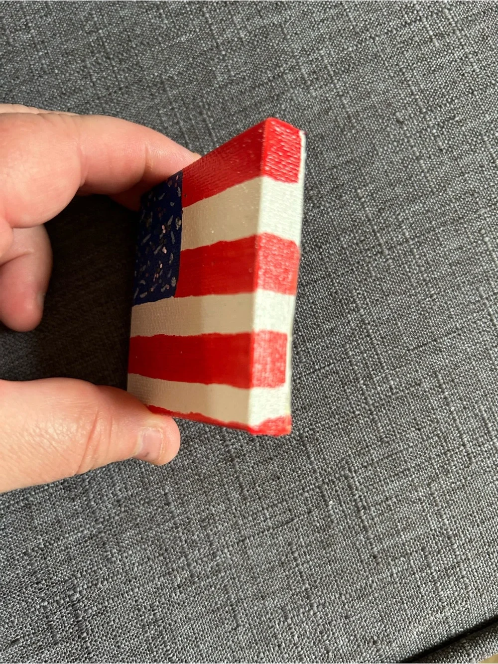 Hand Painted American Flag Canvas Magnet Red,White & Blue